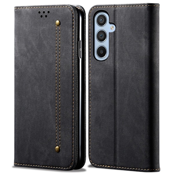 SKALO Samsung A16 Jeans Flip Cover - Sort Black