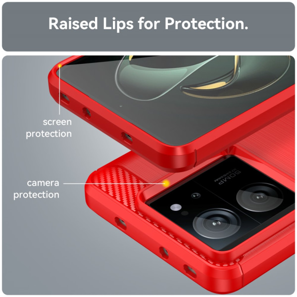 SKALO Xiaomi 13T/13T Pro Armor Carbon Stødsikker TPU-cover - Vælg farve Red