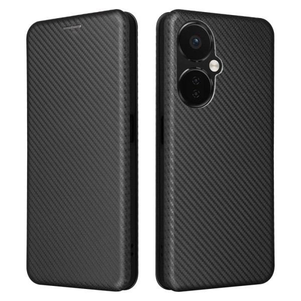 SKALO OnePlus Nord CE 3 Lite 5G Carbon Fiber Lompakkokotelo - Mu Black