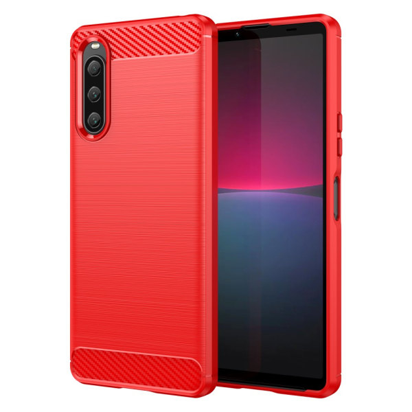 SKALO Sony Xperia 10 V Armor Carbon Stødsikker TPU-cover - Vælg Red