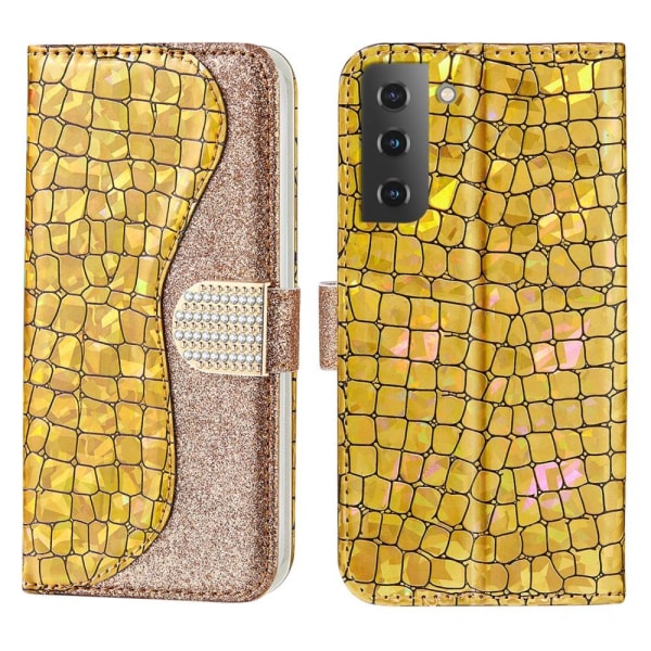 SKALO Samsung S22 Croco Glitter Pung Etui - Guld Gold