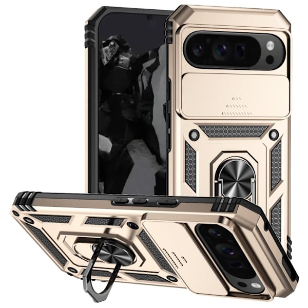 SKALO Google Pixel 9 Pro XL Armor hybridi metallirengas kameran liukusäädin - Kulta Gold