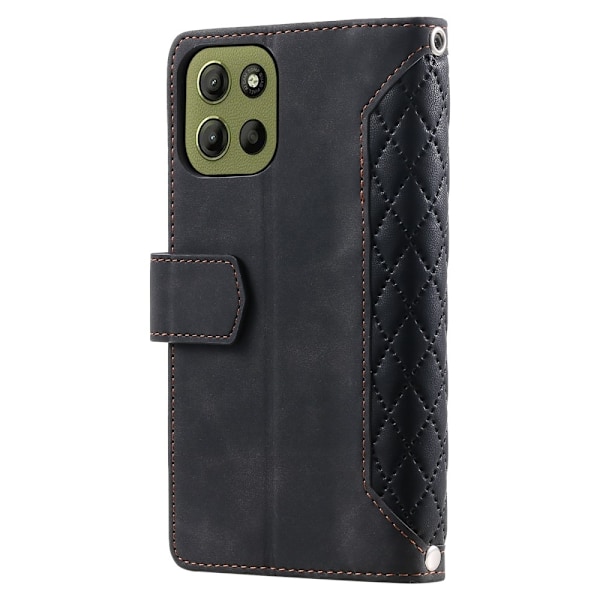 SKALO Motorola Moto G15 4G Style 005 Big Wallet Quiltat Plånboksfodral - Svart Svart