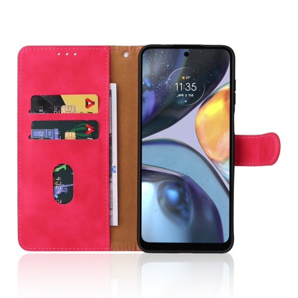 SKALO Motorola Moto G22 Matt PU-læderpungetui - Cerise Cerise