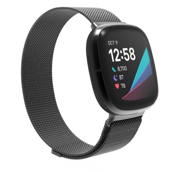 SKALO Milanese Loop til Fitbit Versa 3 - Vælg farve Black