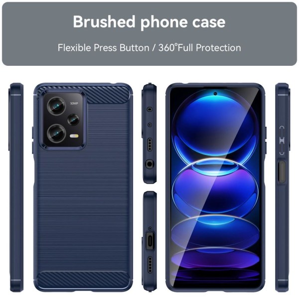 SKALO Xiaomi Redmi Note 12 Pro 5G Armor Carbon Iskunkestävä TPU Blue