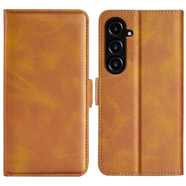 SKALO Samsung S23 FE Premium Wallet Lompakkokotelo - Ruskea Brown