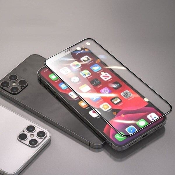 SKALO iPhone 12 Pro Max Heltäckande Skärmskydd Härdat Glas - Svart Svart