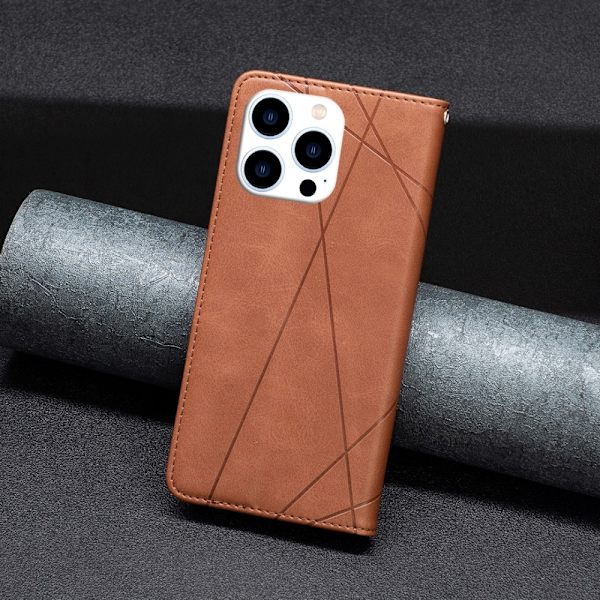 iPhone 15 Pro BINFEN COLOR Embossed Plånboksfodral - Brun Brun