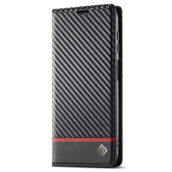 SKALO Samsung A15 5G LC.IMEEKE Carbon Fiber Pungetui i PU-læder - Sort Black