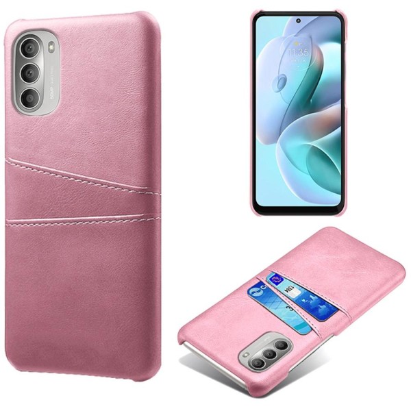 SKALO Moto G51 PU-Läder Korthållare Skal - Roséguld Pink gold
