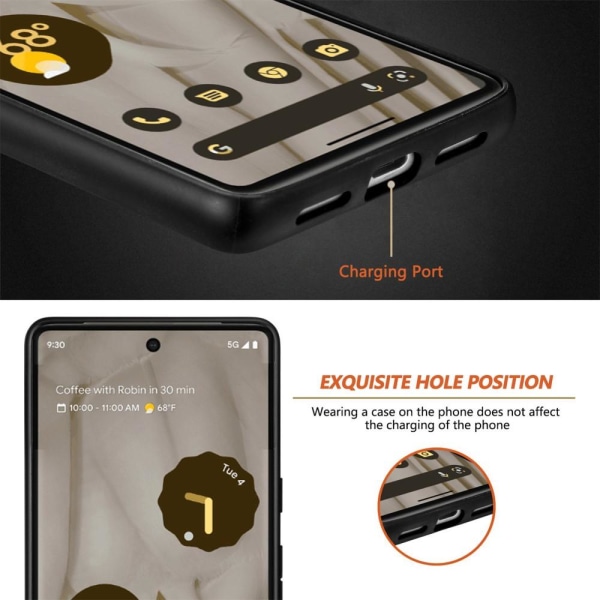 SKALO Google Pixel 7a Crocodile PU Nahka Hybrid Suojakuori - Rus Brown