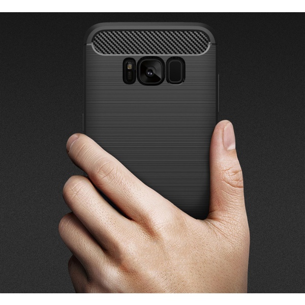 SKALO Samsung S8 Armor Carbon Stødsikker TPU-cover - Vælg farve Black
