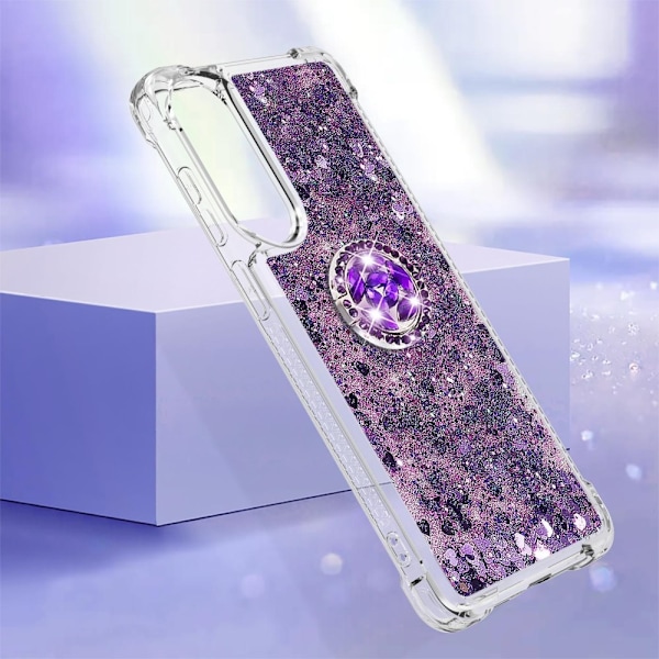 SKALO Samsung S25 Edge Kvicksand Glitter Ring Cover - Lilla Purple