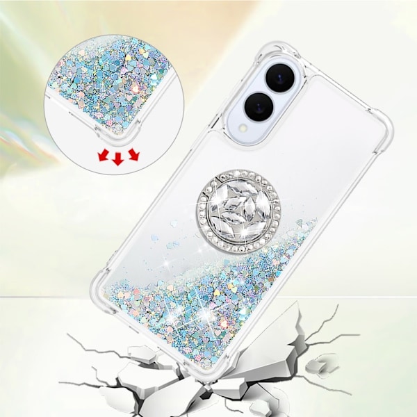 SKALO Samsung S25 Edge Kvicksand Glitter Ring Skal - Silver Silver