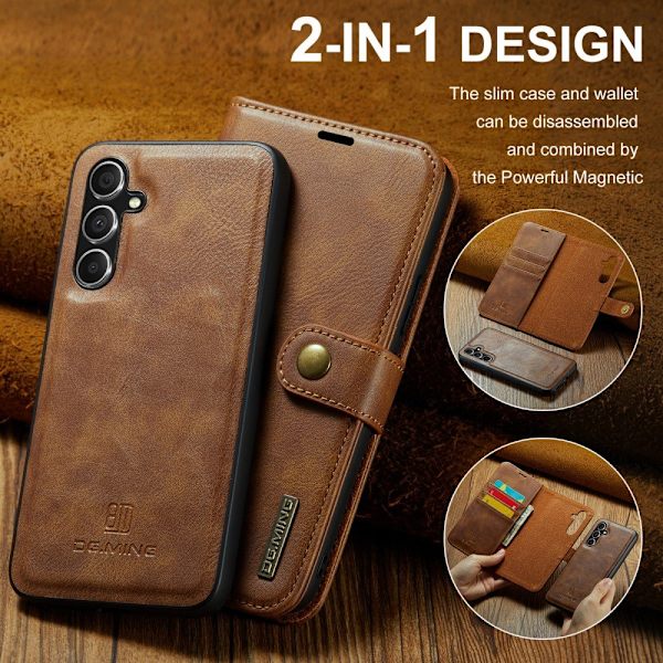 DG MING Samsung S24 FE 2-i-1 Magnet Plånboksfodral - Brun Brun