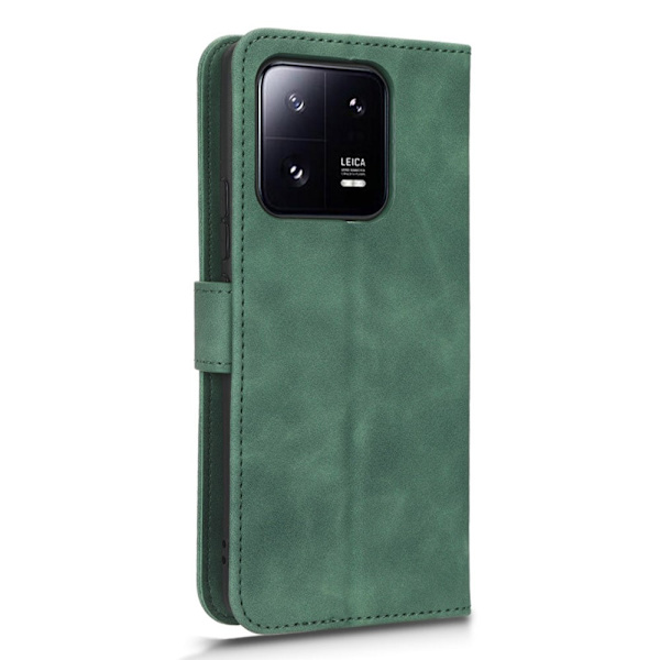 SKALO Xiaomi 13 Pro 5G Matt PU-Läder Plånboksfodral - Grön Grön