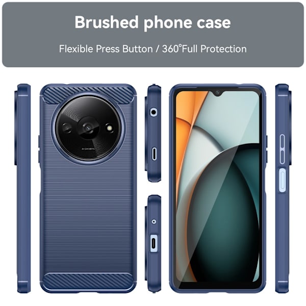 SKALO Xiaomi Redmi A3 Armor Carbon Stöttåligt TPU-skal - Fler färger Blå