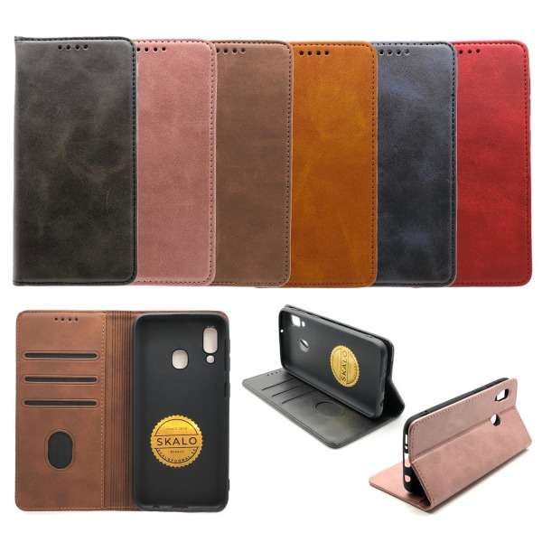 Plånboksfodral Premium Samsung A20e - fler färger Mörkbrun