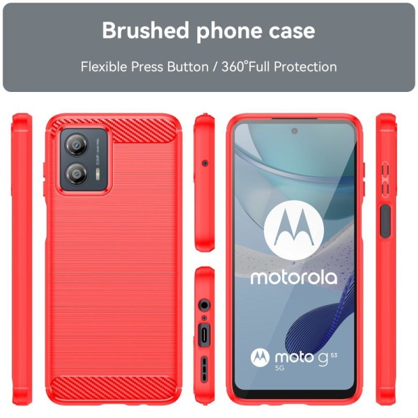 SKALO Motorola Moto G53 5G Armor Carbon Stöttåligt TPU-skal - Fl Röd