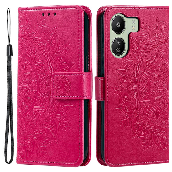 SKALO Xiaomi Redmi 13C 4G Mandala Plånboksfodral - Cerise Cerise