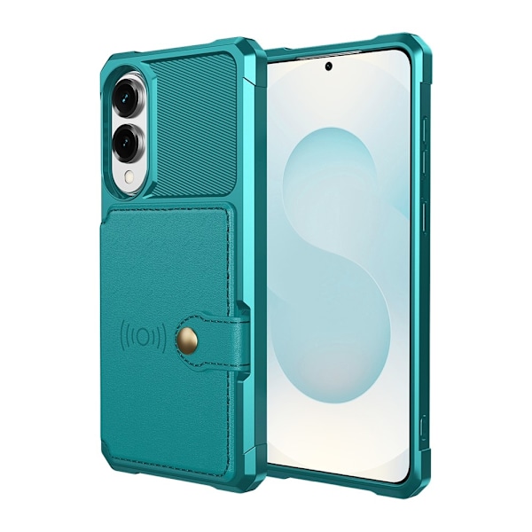 SKALO Samsung S25 Edge Stødresistent Cover med Pung- Turkis Turquoise