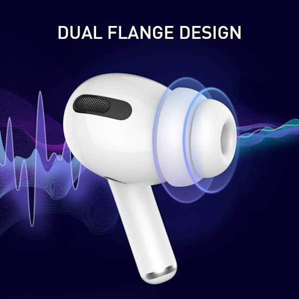 2-PAKK AHASTYLE AirPods Pro 1/2 silikone Ørepropper med dobbelt design L - Hvid White