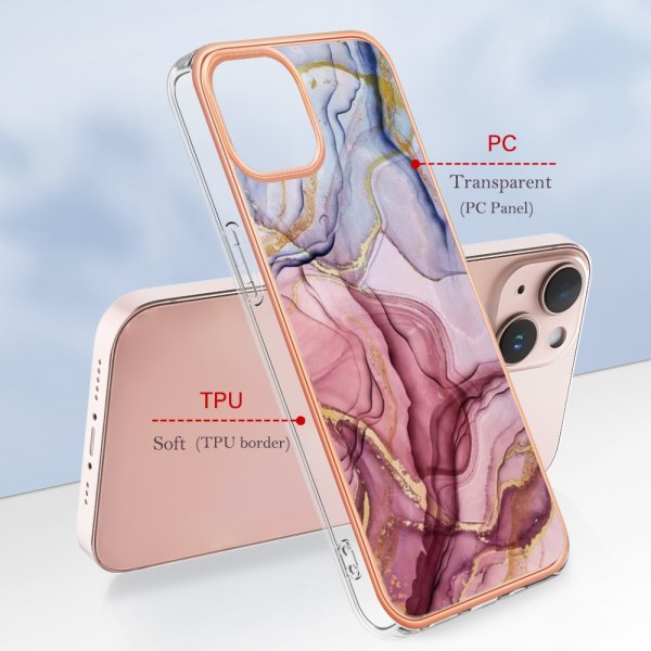 SKALO iPhone 15 Marmor TPU-cover - #1 Multicolor