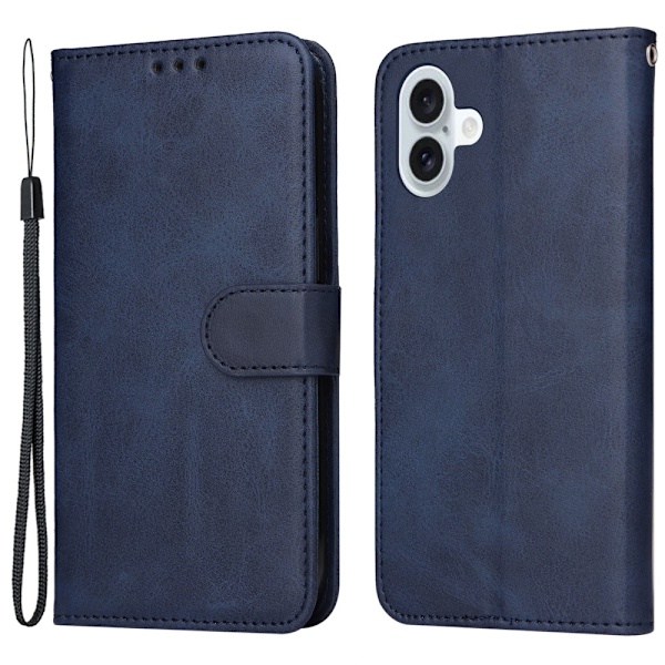 SKALO iPhone 16 Plus PU-læder Pungetui - Vælg farve Blue