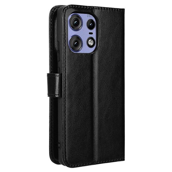 SKALO Motorola Edge 50 Pro 5G Crazy Horse lompakko PU nahka - Musta Black