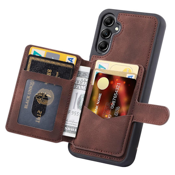 SKALO Samsung A54 5G PU-nahkainen Suojakuori Lompakolla - Ruskea Brown