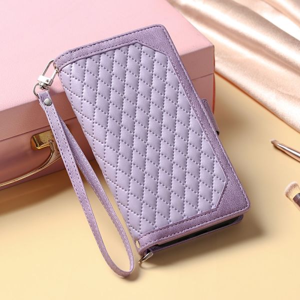 SKALO Motorola Moto E14 4G Big Wallet Quilted Flip Cover - Lilla Purple