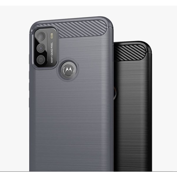 SKALO Moto G50 Armor Carbon Iskunkestävä TPU suojakuori - Valits Red