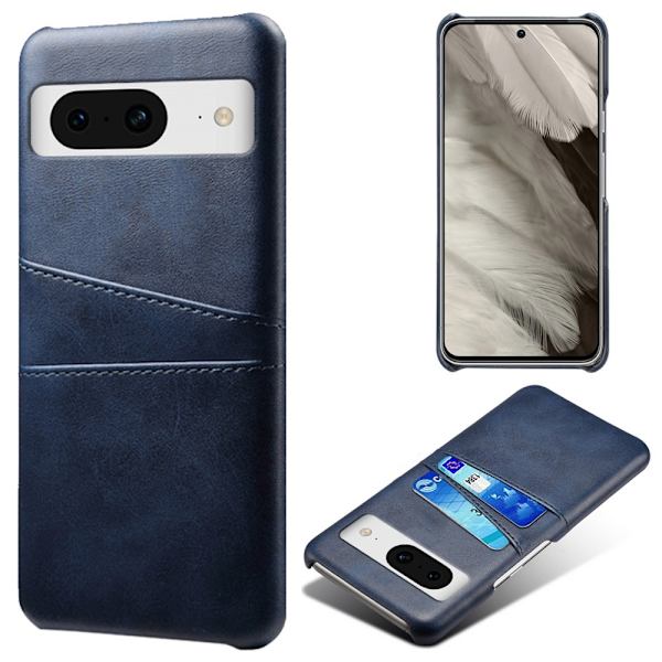SKALO Google Pixel 8a PU-Läder Korthållare Skal - Blå Blå
