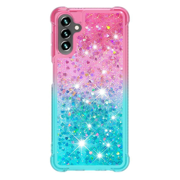 SKALO Samsung A34 5G Kvicksand Glitter Hjerter TPU Cover - Pink- Multicolor