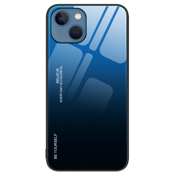 SKALO iPhone 15 Plus Gradient Härdat Glas TPU-skal - Blå-Svart multifärg