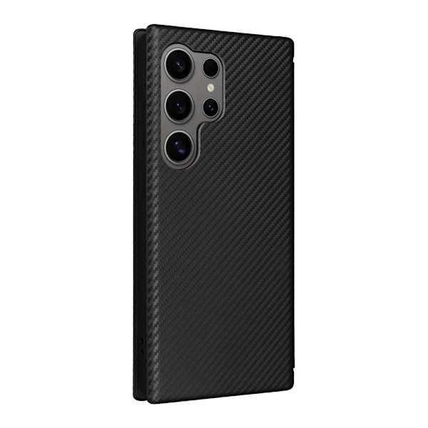 SKALO Samsung S25 Ultra Carbon Fiber Plånboksfodral - Svart Svart