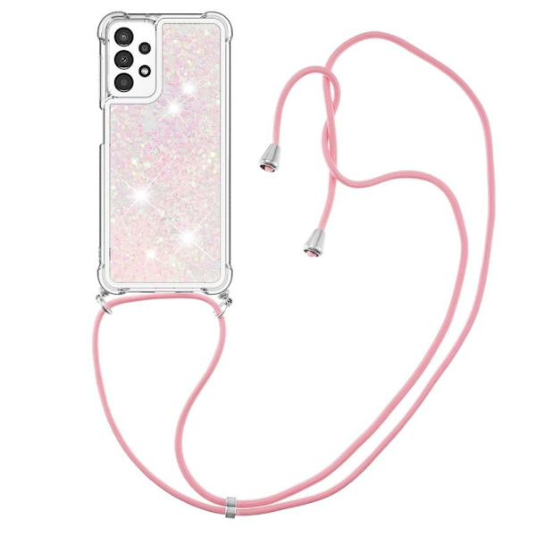 SKALO Samsung A13 4G Juoksuhiekka Glitter Mobile kaulapanta - Pinkki Pink