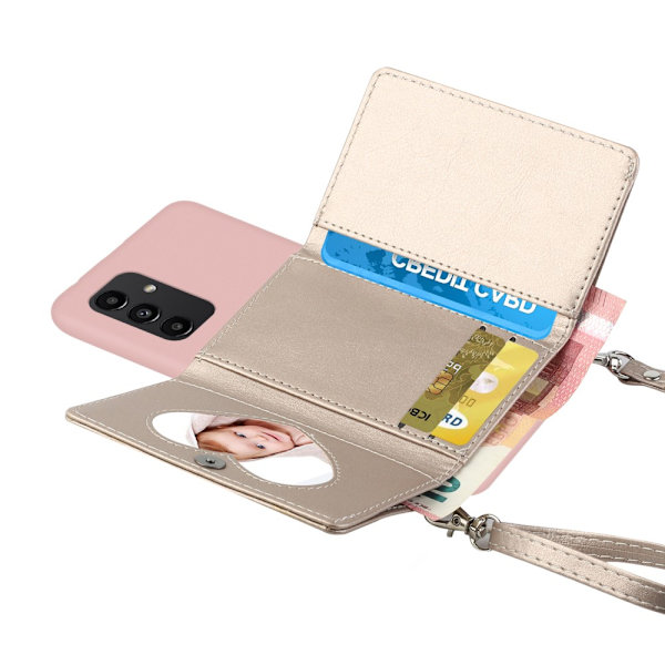SKALO Samsung A34 5G TPU Cover med Heart Wallet - Pink Pink