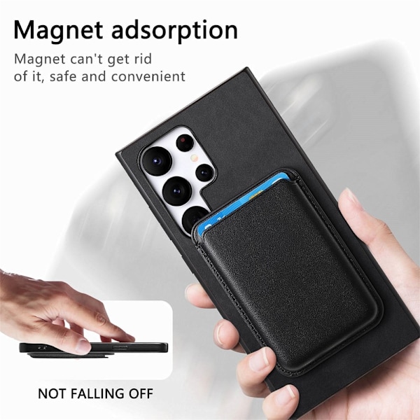 SKALO Samsung S25 Ultra 2-i-1 PU-Läder Skal+Korthållare - Svart Svart