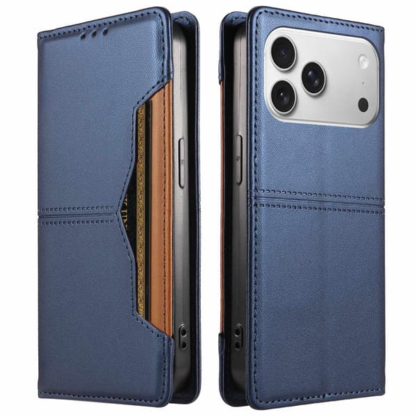 SKALO PU-Læder Flip Cover til iPhone 18 Pro Max - Blå Blue