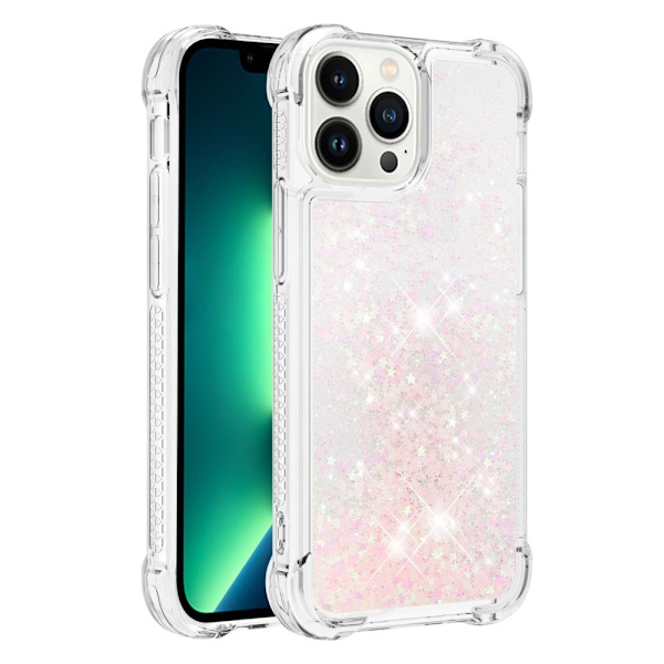 SKALO iPhone 15 Pro Kvicksand Glitter Hjärtan TPU-skal - Rosa Rosa