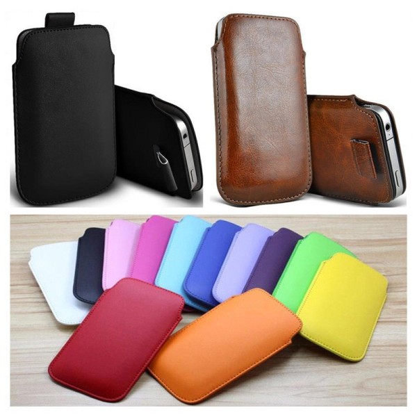 Pull tab / Läderficka - Passar iPhone 5/5S/5C/SE Cerise