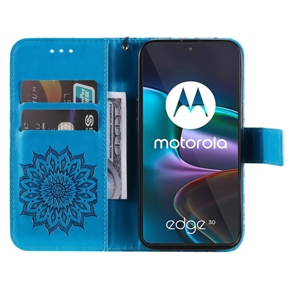 SKALO Motorola Edge 30 5G Mandala Flip Cover - Blå Blue