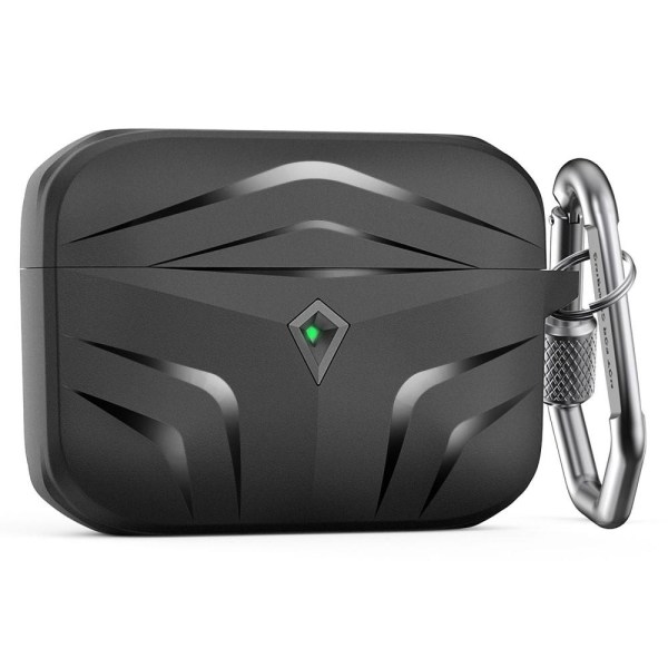 SKALO AirPods Pro 2 Shockproof Armor TPU Fodral med Karbinhake - Svart Svart