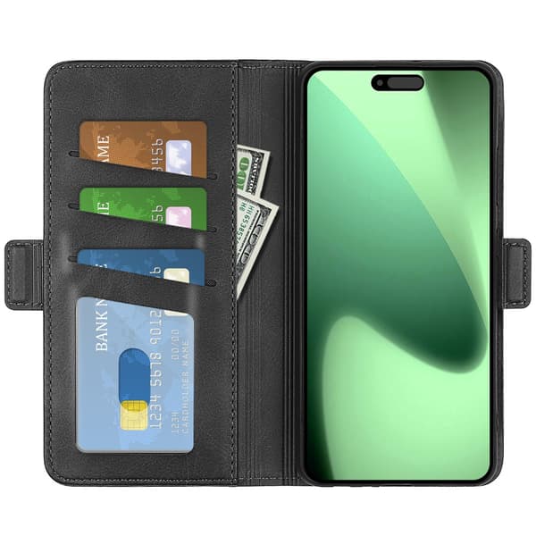 SKALO Premium ID Flip Cover til iPhone 18 Pro - Sort Black