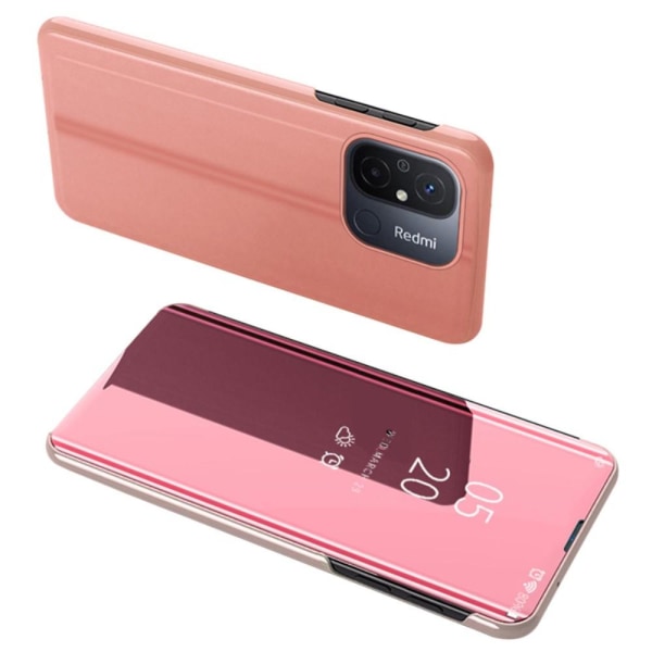 SKALO Xiaomi Redmi 12C 4G Clear View Mirror Lompakko - Ruusukult Pink gold