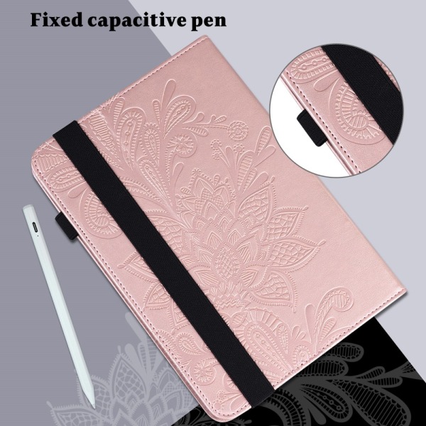 SKALO iPad 10.2 Mandala Flip Cover - Rosa guld Pink gold