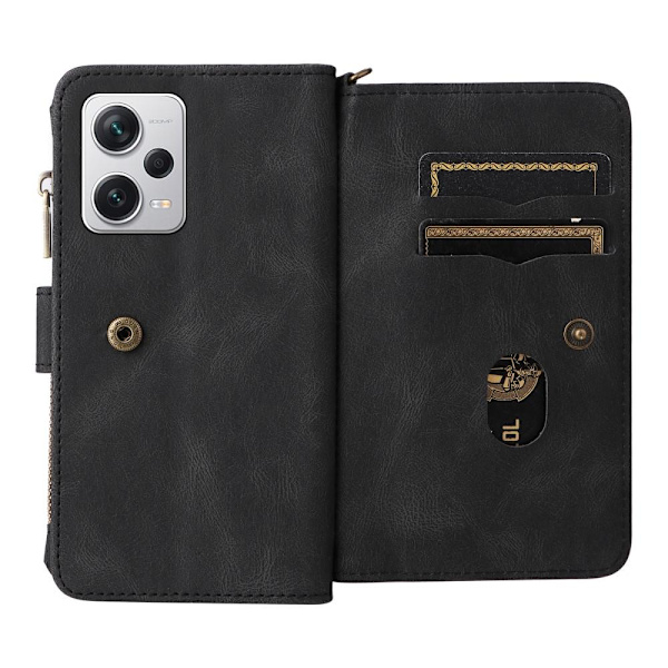 SKALO Xiaomi Redmi Note 12 Pro 5G Big Wallet 17-FACK Plånboksfodral - Svart Svart
