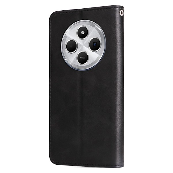 SKALO Xiaomi Redmi 14C Klassisk Pungetui med lynlåsrum - Sort Black